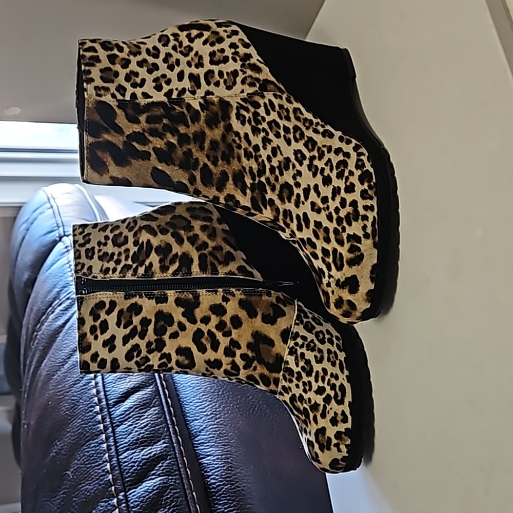 Wedge Ankle Booties Animal Print 7